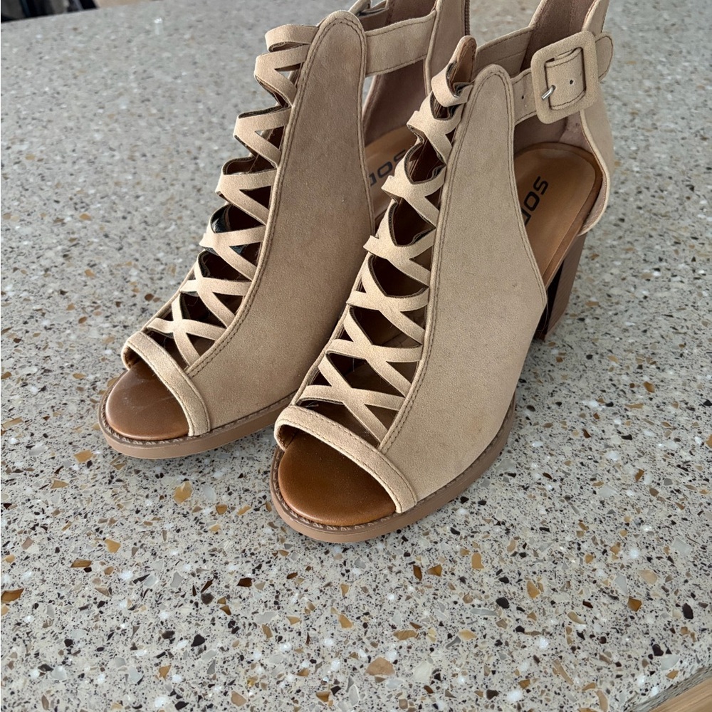Soda Women's Beige Strappy Heels